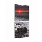 Olla 16129K2D Günbatımı Görseli Kare 2'li Dikey Kanvas Tablo (Ölçü: 30X65)