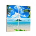 Olla 16642K4 Kumsal / Sahil Görseli Kare 4'lü Kanvas Tablo (Ölçü: 145X145)