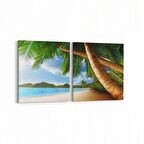 Olla 16375K2Y Kumsal / Sahil Görseli Kare 2'li Yatay Kanvas Tablo (Ölçü: 145X70)