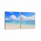 Olla 16539K2Y Kumsal / Sahil Görseli Kare 2'li Yatay Kanvas Tablo (Ölçü: 125X60)