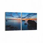 Olla 16022K2Y Günbatımı Görseli Kare 2'li Yatay Kanvas Tablo (Ölçü: 65X30)