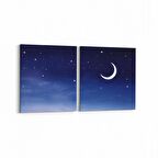 Olla 14792K2Y Gece Gökyüzü Görseli Kare 2'li Yatay Kanvas Tablo (Ölçü: 125X60)