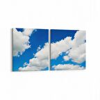 Olla 15402K2Y Gökyüzü Bulut Görseli Kare 2'li Yatay Kanvas Tablo (Ölçü: 125X60)