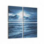 Olla 14823K4 Gece Gökyüzü Görseli Kare 4'lü Kanvas Tablo (Ölçü: 65X65)