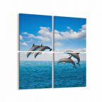 Olla 12912K4 Deniz / Okyanus Görseli Kare 4'lü Kanvas Tablo (Ölçü: 65X65)