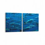 Olla 12866K2Y Deniz / Okyanus Görseli Kare 2'li Yatay Kanvas Tablo (Ölçü: 125X60)