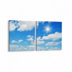 Olla 15575K2Y Gökyüzü Bulut Görseli Kare 2'li Yatay Kanvas Tablo (Ölçü: 125X60)