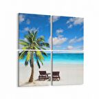 Olla 16445K4 Kumsal / Sahil Görseli Kare 4'lü Kanvas Tablo (Ölçü: 125X125)