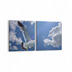 Olla 15848K2Y Gökyüzü Kuşlar Görseli Kare 2'li Yatay Kanvas Tablo (Ölçü: 65X30)