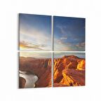 Olla 16131K4 Günbatımı Görseli Kare 4'lü Kanvas Tablo (Ölçü: 65X65)