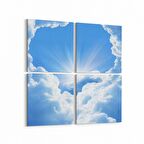 Olla 15764K4 Gökyüzü Bulut Görseli Kare 4'lü Kanvas Tablo (Ölçü: 145X145)