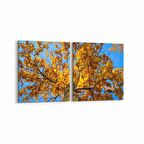 Olla 11015K2Y Ağaç Görseli Kare 2'li Yatay Kanvas Tablo (Ölçü: 125X60)