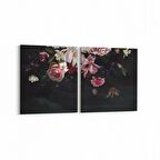 Olla 11767K2Y Çiçek Görseli Kare 2'li Yatay Kanvas Tablo (Ölçü: 105X50)