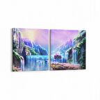 Olla 13168K2Y Doğa / Manzara Görseli Kare 2'li Yatay Kanvas Tablo (Ölçü: 85X40)
