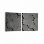 Olla 10022K2Y Abstract 3 Boyut Görsel Kare 2'li Yatay Kanvas Tablo (Ölçü: 85X40)