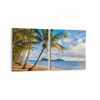 Olla 16405K2Y Kumsal / Sahil Görseli Kare 2'li Yatay Kanvas Tablo (Ölçü: 145X70)