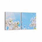 Olla 10544K2Y Ağaç Görseli Kare 2'li Yatay Kanvas Tablo (Ölçü: 125X60)