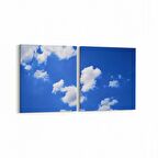 Olla 15428K2Y Gökyüzü Bulut Görseli Kare 2'li Yatay Kanvas Tablo (Ölçü: 85X40)