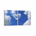 Olla 15787K2Y Gökyüzü Bulut Görseli Kare 2'li Yatay Kanvas Tablo (Ölçü: 65X30)