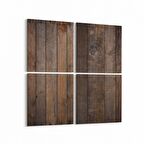 Olla 11971K4 Ahşap Desen Görseli Kare 4'lü Kanvas Tablo (Ölçü: 65X65)