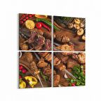 Olla 15250K4 Gıda Görseli Kare 4'lü Kanvas Tablo (Ölçü: 145X145)