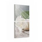 Olla 11562K2D Çiçek Görseli Kare 2'li Dikey Kanvas Tablo (Ölçü: 30X65)