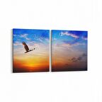 Olla 15967K2Y Günbatımı Görseli Kare 2'li Yatay Kanvas Tablo (Ölçü: 85X40)