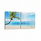 Olla 16518K2Y Kumsal / Sahil Görseli Kare 2'li Yatay Kanvas Tablo (Ölçü: 85X40)