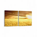 Olla 15895K2Y Günbatımı Görseli Kare 2'li Yatay Kanvas Tablo (Ölçü: 145X70)