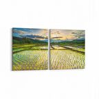 Olla 16040K2Y Günbatımı Görseli Kare 2'li Yatay Kanvas Tablo (Ölçü: 145X70)