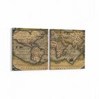 Olla 16242K2Y Harita Görseli Kare 2'li Yatay Kanvas Tablo (Ölçü: 145X70)