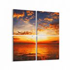 Olla 15932K4 Günbatımı Görseli Kare 4'lü Kanvas Tablo (Ölçü: 125X125)