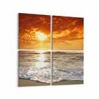 Olla 16111K4 Günbatımı Görseli Kare 4'lü Kanvas Tablo (Ölçü: 125X125)