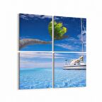 Olla 16591K4 Kumsal / Sahil Görseli Kare 4'lü Kanvas Tablo (Ölçü: 145X145)