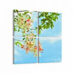 Olla 10879K4 Ağaç Görseli Kare 4'lü Kanvas Tablo (Ölçü: 65X65)