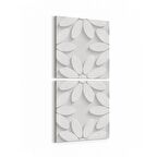 Olla 10450K2D Beyaz Kabartma Görseli Kare 2'li Dikey Kanvas Tablo (Ölçü: 30X65)