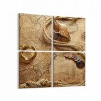 Olla 16208K4 Harita Görseli Kare 4'lü Kanvas Tablo (Ölçü: 145X145)