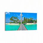 Olla 16603K2Y Kumsal / Sahil Görseli Kare 2'li Yatay Kanvas Tablo (Ölçü: 65X30)