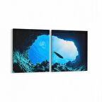 Olla 12961K2Y Deniz / Okyanus Görseli Kare 2'li Yatay Kanvas Tablo (Ölçü: 145X70)