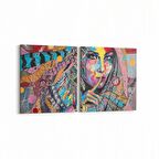 Olla 16317K2Y Kuaför / Berber Görseli Kare 2'li Yatay Kanvas Tablo (Ölçü: 125X60)