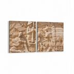 Olla 16266K2Y Heykel / Sanat Görseli Kare 2'li Yatay Kanvas Tablo (Ölçü: 145X70)