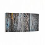 Olla 11979K2Y Ahşap Desen Görseli Kare 2'li Yatay Kanvas Tablo (Ölçü: 125X60)