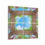 Olla 10487K4 Ağaç Görseli Kare 4'lü Kanvas Tablo (Ölçü: 145X145)