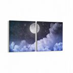 Olla 14664K2Y Gece Gökyüzü Görseli Kare 2'li Yatay Kanvas Tablo (Ölçü: 145X70)