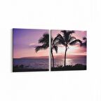 Olla 16014K2Y Günbatımı Görseli Kare 2'li Yatay Kanvas Tablo (Ölçü: 65X30)