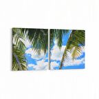Olla 11492K2Y Palmiye Ağacı Görseli Kare 2'li Yatay Kanvas Tablo (Ölçü: 145X70)