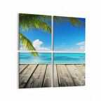 Olla 16420K4 Kumsal / Sahil Görseli Kare 4'lü Kanvas Tablo (Ölçü: 105X105)