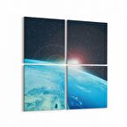 Olla 14841K4 Gece Gökyüzü Görseli Kare 4'lü Kanvas Tablo (Ölçü: 145X145)