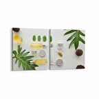 Olla 16301K2Y Kuaför / Berber Görseli Kare 2'li Yatay Kanvas Tablo (Ölçü: 65X30)