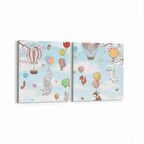 Olla 12751K2Y Çocuk Odası Görseli 2'li Yatay Kanvas Tablo (Ölçü: 105X50)